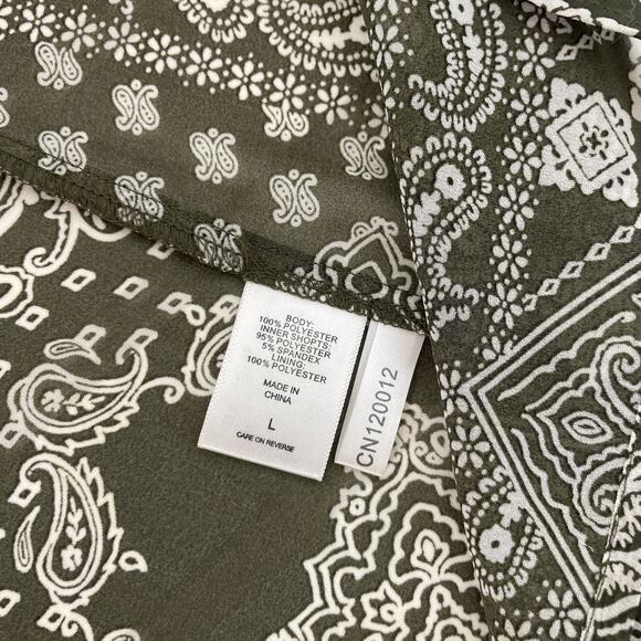 New York & Company Green Maxi Romper Paisley Sleeveless Open Back Size L - Picture 6 of 8